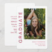 モダン シンプル 縦 フォト 卒業 招待状 (正面/裏面)