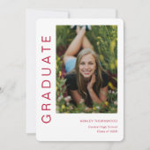 モダン シンプル 縦 フォト 卒業 招待状 (正面)