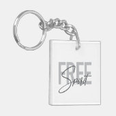 モダン,シンプル，自由霊カッコいいのタイポグラフィ キーホルダー (正面左)