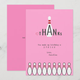モダン シンプル 誕生日 ピンク ボウリング パーティー サンキューカード