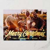 モダン シンプル 遊び心あふれる挨拶 星 家族写真 箔シーズンカード (正面)