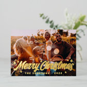 モダン シンプル 遊び心あふれる挨拶 星 家族写真 箔シーズンカード (立ち正面)