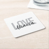 モダン,シンプル，都市カッコいいデザインラブアトランタ スクエアペーパーコースター (アングル)