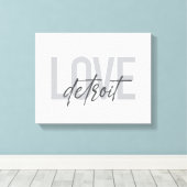 モダン,シンプル，都市カッコいいデザインラブデトロイト キャンバスプリント (インサイチュ (ウッドフロア))