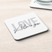 モダン,シンプル，都市タイポグラフィ"常に愛" コースター (左側)