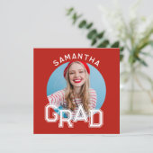 モダン シンプル 高校 卒業写真 卒業 招待状 (スタンド正面)