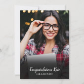 モダン シンプル 2 フォト ゴールド スクリプト 卒業パーティー 招待状 (裏面)