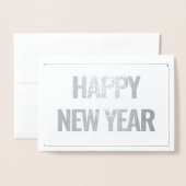 モダン&シンプルHappy New Year photo silver 箔カード (封筒付き正面)
