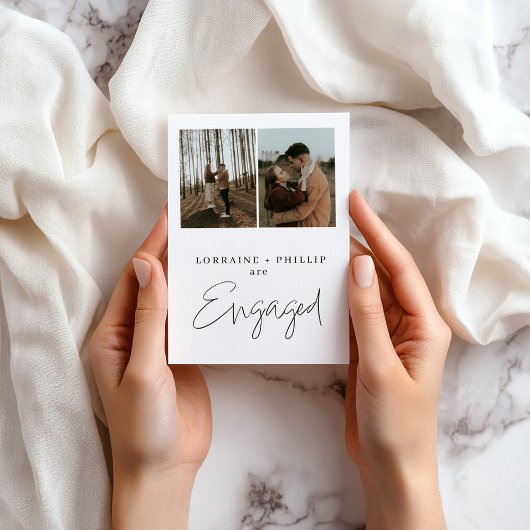 モダン&シンプルTwo-Photo婚約発表 招待状