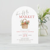 モダン シーズオフ・ザ・マーケット ブライダルシャワーのアーチ 招待状 (スタンド正面)