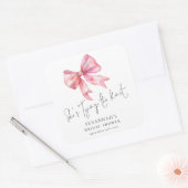 モダン シーズ タイング ザ ノット ピンク ボウ ブライダル シャワー スクエアシール (封筒)