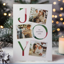 モダン　ジョイ　タイポグラフィー　クリスマス　３枚の写真のスナップショット