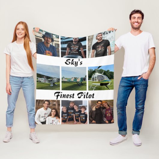 モダン「スカイの素晴らしパイロット」写真コラージュ フリースブランケット (インサイチュ)