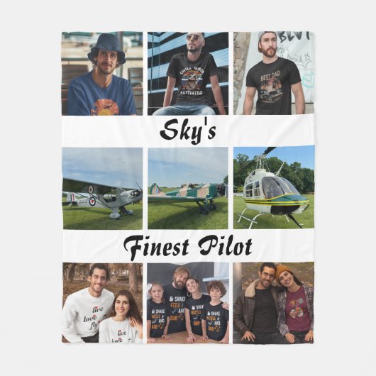 モダン「スカイの素晴らしパイロット」写真コラージュ フリースブランケット (正面)