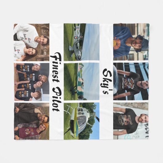 モダン「スカイの素晴らしパイロット」写真コラージュ フリースブランケット (正面(横))