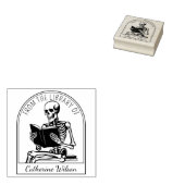 モダン スカル 読書 ブックプレート 図書館蔵 ラバースタンプ (押印)