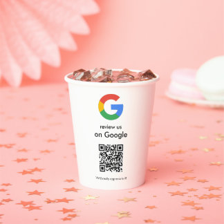 モダン スキャンしてレビュー Google QRコード ビジネスサイン 紙コップ