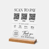 モダン スキャン・トゥ・ペイ サイン: PayPal, Venmo, キャッシュアプリ アクリルサイン (傾斜)
