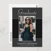 モダン |スクリプトエレガントブラックグレー1フォトグラード ポストカード (正面/裏面)