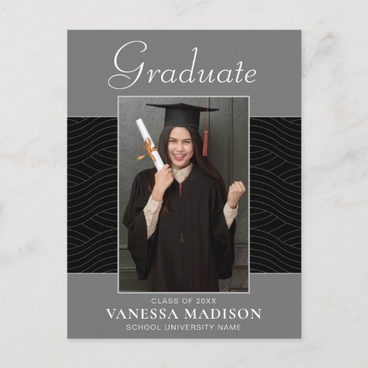 モダン |スクリプトエレガントプラチナグレー2フォトグラード ポストカード (正面)