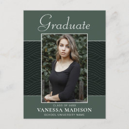 モダン |スクリプトエレガントミントグリーン1フォトグラード ポストカード