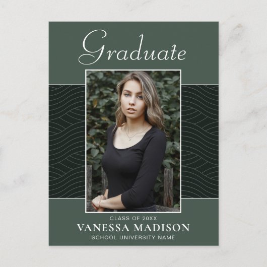 モダン |スクリプトエレガントミントグリーン1フォトグラード ポストカード (正面)