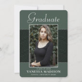 モダン |スクリプトエレガントミントグリーン1フォトグラード 案内状 (正面)