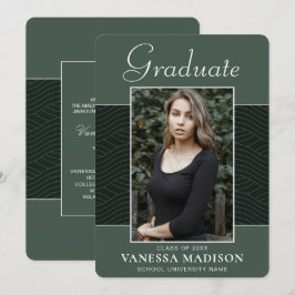 モダン |スクリプトエレガントミントグリーン1フォトグラード 案内状