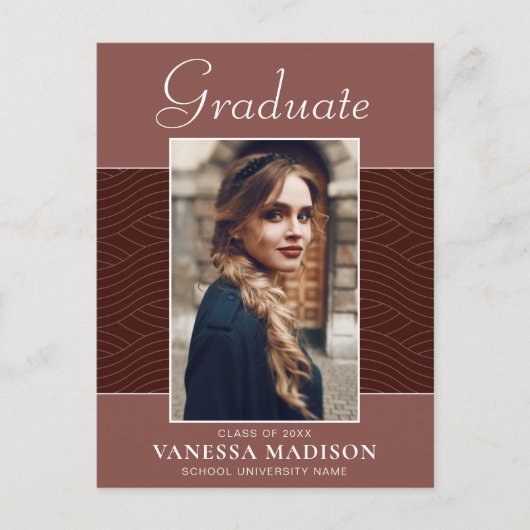 モダン |スクリプトエレガントTerracotta 1フォトグラード ポストカード (正面)