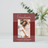 モダン |スクリプトエレガントTerracotta Red 2の写真 ポストカード (スタンド正面)