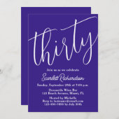 モダン スクリプト パープル 30歳の誕生日パーティー 招待状 (正面/裏面)