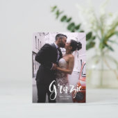 モダン スクリプト フォト ネーム＆日付 案内ポストカード (スタンド正面)
