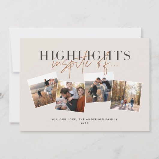 モダン、スクリプミニマルトタイポグラフィのハイライト シーズンカード (正面)