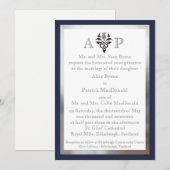 モダン スコットランド ケルト ウェディング 招待状 - ネイビー (正面/裏面)