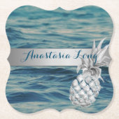 モダン、スタイリッシュビーチ、参照、パイナップル ペーパーコースター (正面)