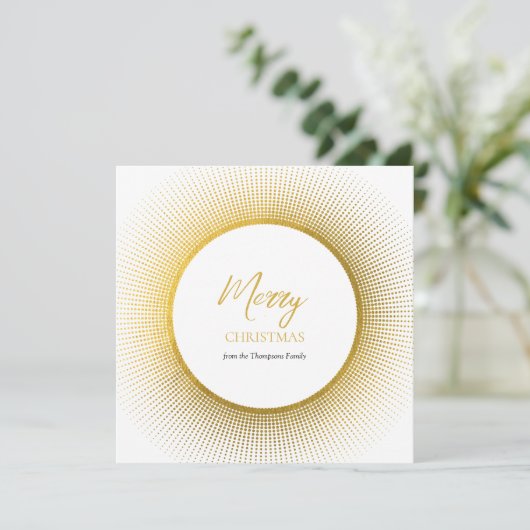 モダン&スタイリッシュ金ゴールドとホワイトクリスマス シーズンカード (スタンド正面)