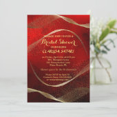 モダン,スタイリッシュ金ゴールド及び赤ブライダルシャワー 招待状 (スタンド正面)