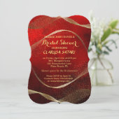 モダン,スタイリッシュ金ゴールド及び赤ブライダルシャワー 招待状 (スタンド正面)