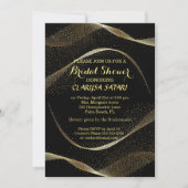 モダン,スタイリッシュ金ゴールド及び黒ブライダルシャワー 招待状 (正面)