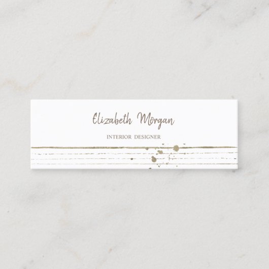 モダン　スタイリッシュ　プロフェッショナル　ホワイト　ストライプ スキニー名刺 (正面)