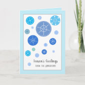 モダン スノーフレーク 個人名 ホリデー カード (正面)