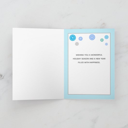 モダン スノーフレーク 個人名 ホリデー カード (内部)