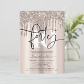 モダン スパークリー クリーム グリッター 40歳の誕生日パーティー 招待状 (スタンド正面)