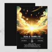 モダン スペース セレスチャル デジタル バースデー 招待状 (正面/裏面)