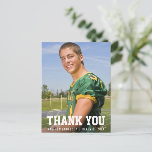 モダン スポーティー 卒業 ありがとう (無地バック) ポストカード (スタンド正面)