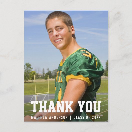 モダン スポーティー 卒業 ありがとう (無地バック) ポストカード (正面)