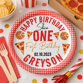 モダン・スライス・ベイビーピザ 1歳の誕生日 ペーパープレート