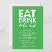モダン セントパトリックデー Eat Drink Be Irish 招待状 (正面)
