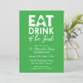 モダン セントパトリックデー Eat Drink Be Irish 招待状 (スタンド正面)