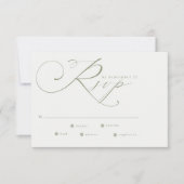 モダン・セージグリーンとホワイトのシンプルな結婚式 出欠カード (正面)